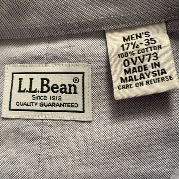 L.L. Bean Blue Casual Button Down Pocket Cotton Men’s Dress Shirt Size 17,5/35 - Picture 9 of 10